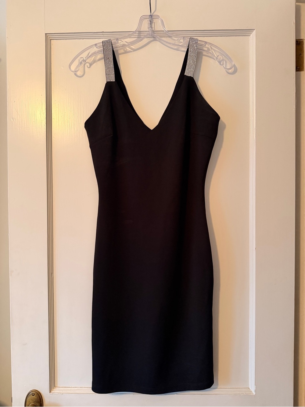 Elegant Black Mini Dress with Silver Sparkle Straps